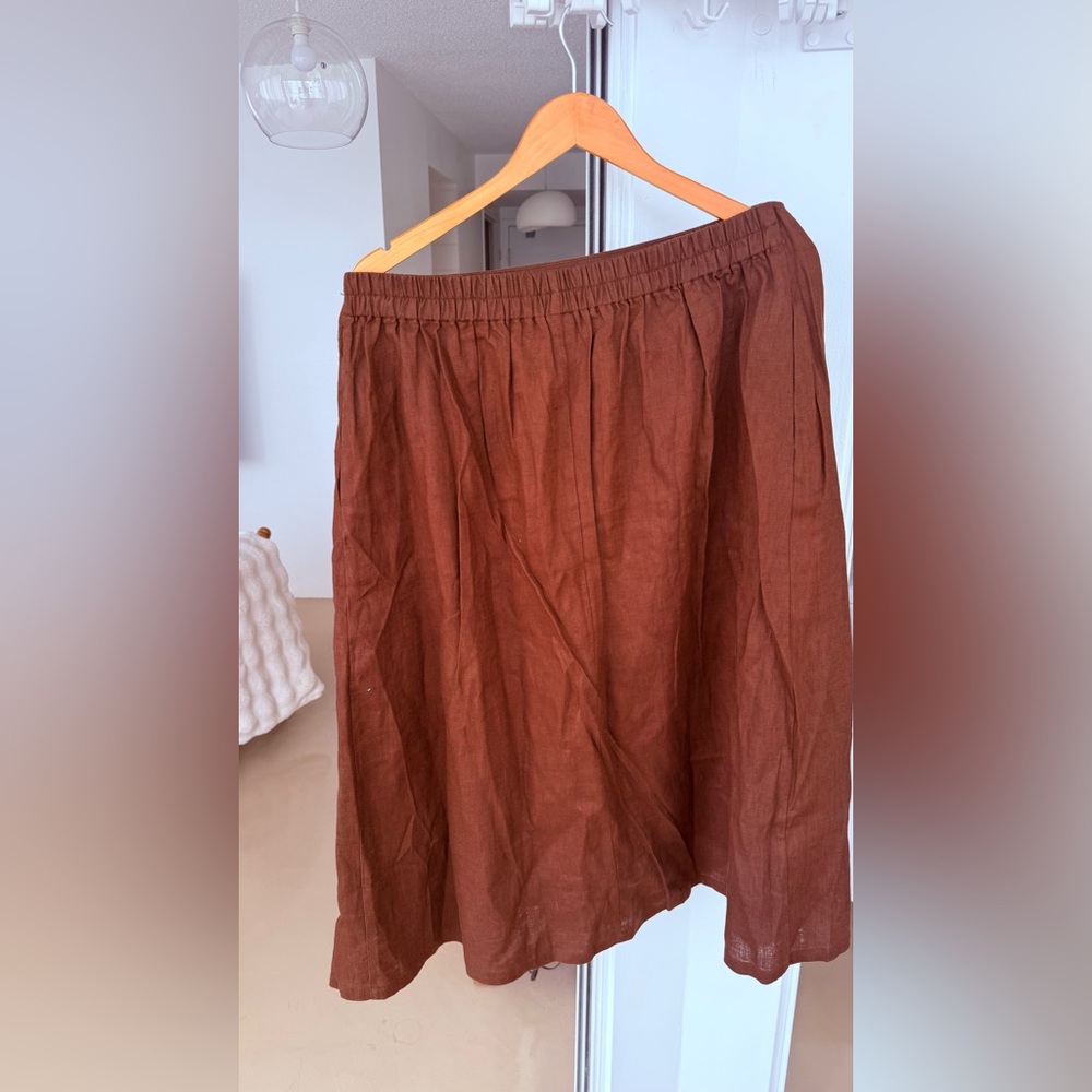 NEW 100 percent linen Brown Tie-Waist Maxi Skirt - Women - Picture 4 of 8